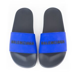Balenciaga Blue Logo Slide Sandals size 37